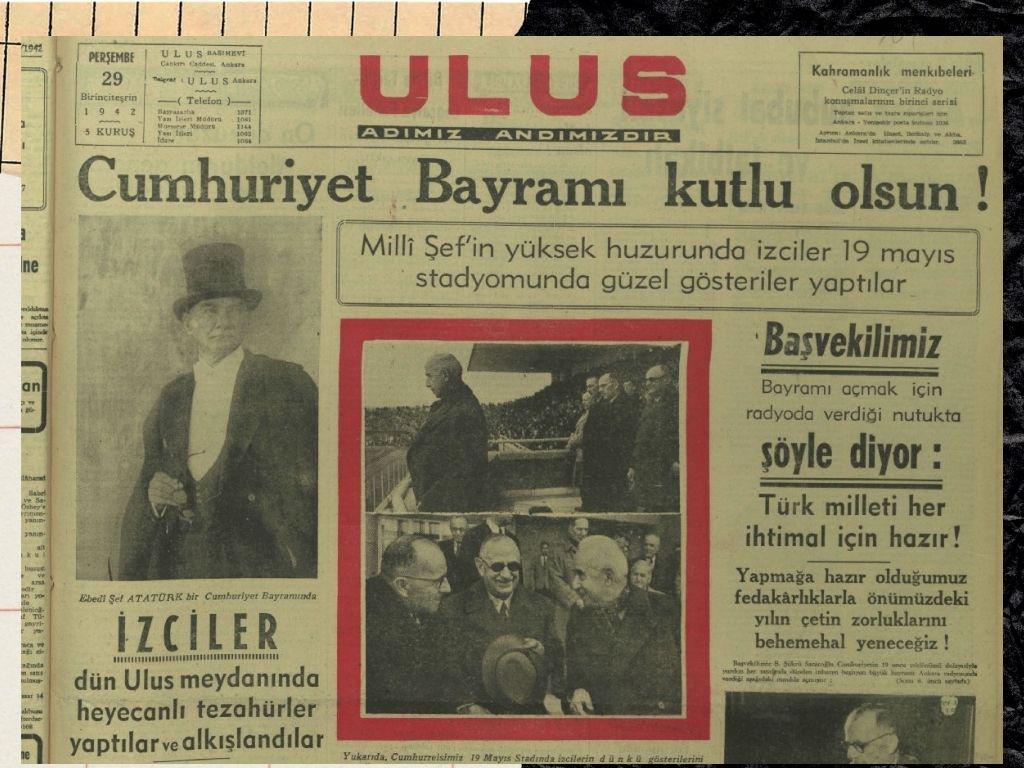 Cumhuriyetin ilanı eski gazete haberi